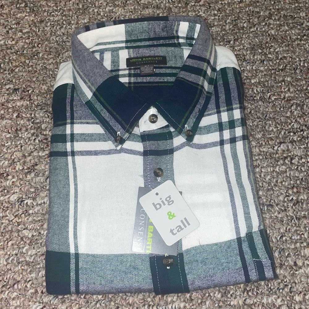 Men’s New John Bartlett Consensus Big & Tall Plaid Long Sleeve Shirt